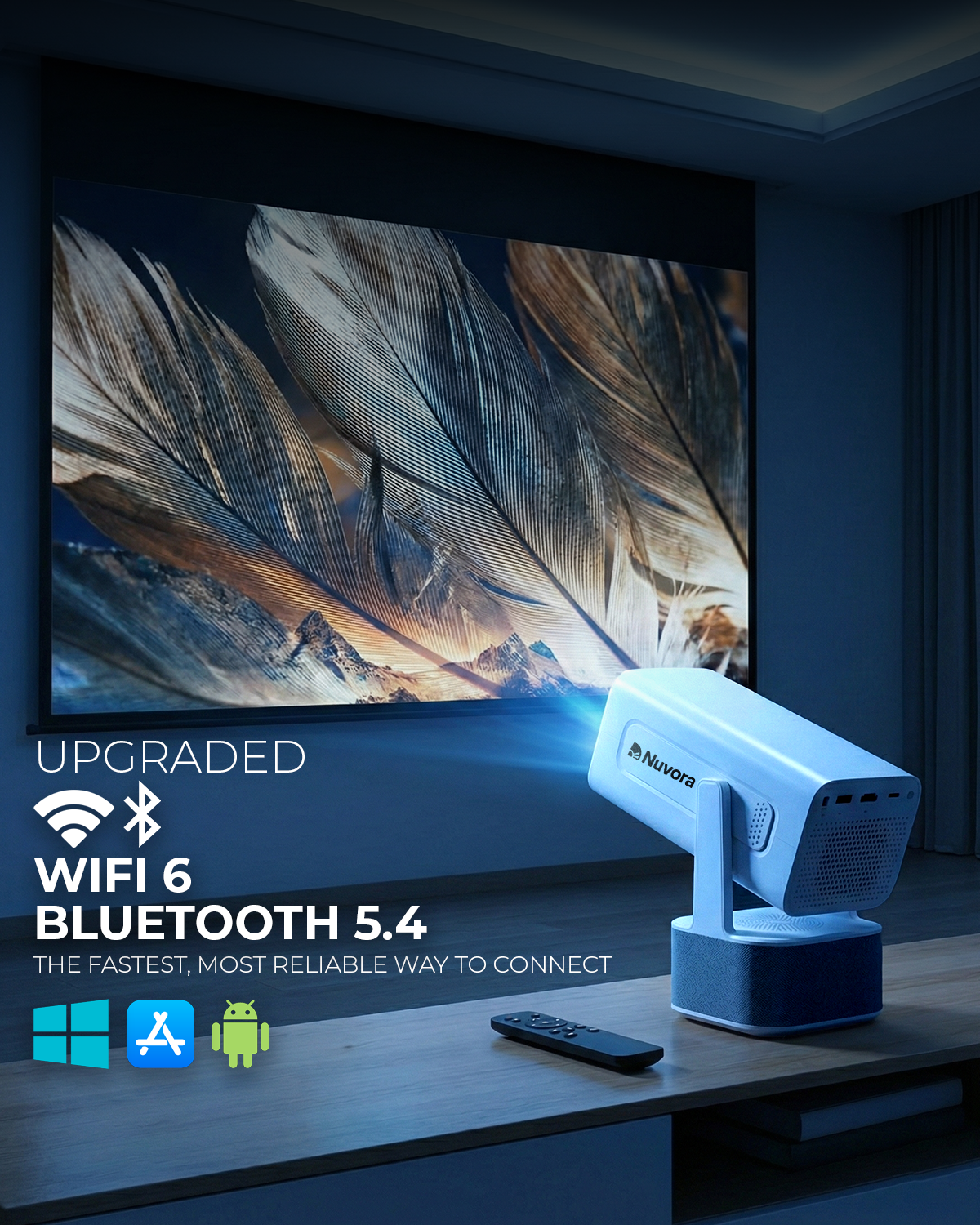 Smart Mini Projector 350 ANSI, Native 1080P Full HD 4K Supported, WiFi & Bluetooth, With Android, 270° Rotatation with Dolby Dual Speakers, Projector For Bedroom